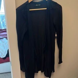 Volcom black cardigan waffle mesh.